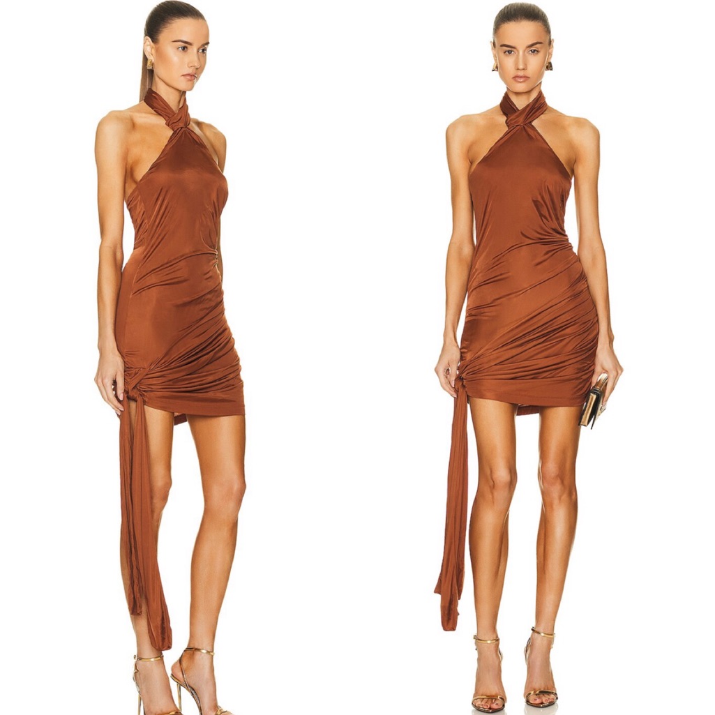 Gauge81 Riga Halter Mini Dress In Chestnut